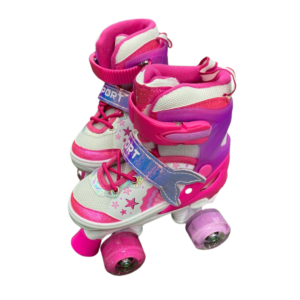 Combo Patines 4 Ruedas Diseño Sirena Blanco - Rosado